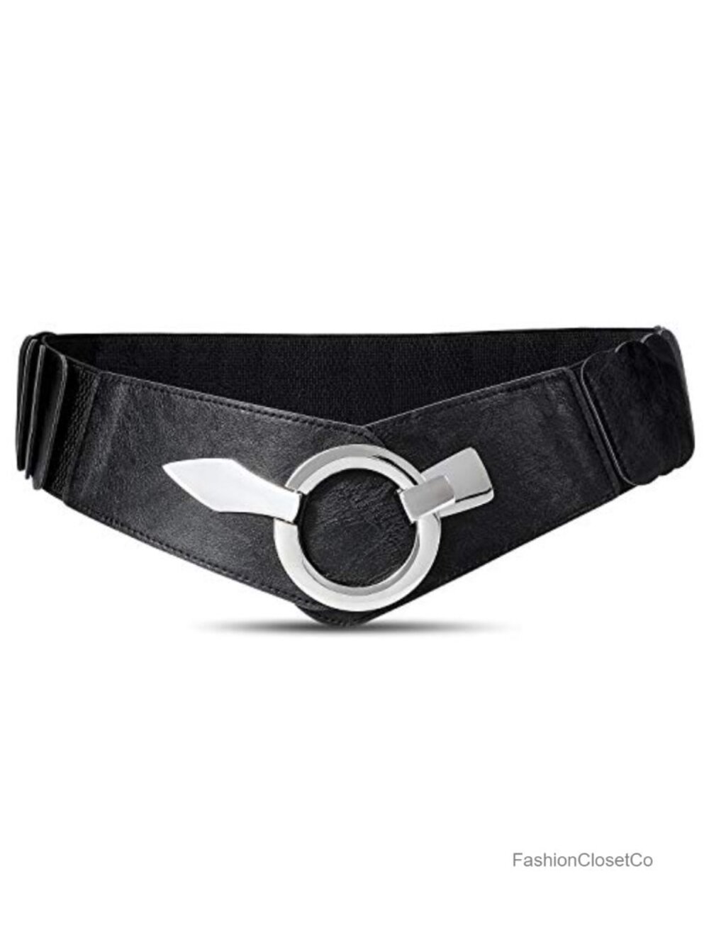Vintage Wide Elastic Waist Belt Faux Leather Stretch Waistband for Dresses